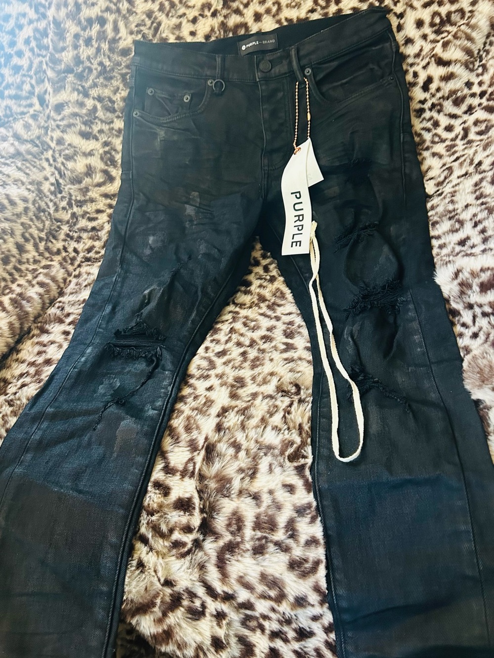 Purple Men’s Black Skinny Distressed Jeans